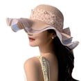 thumbnail image 1 of ibiyuan Straw Beach Hat,Ladies' Summer Small Floral Sun Hat Sweet Bow Ribbon Straw Hat Temperament Mesh Sun Hat Women, 1 of 4