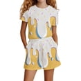 thumbnail image 1 of ibiyuan Summer Outfits For Girl 2 Piece Kids Casual Playwear Set Comfortable Short Sleeve Top And Pants Outfit For Girls Daily Wear Spring Summer Fall,3-4 Years,White, 1 of 3