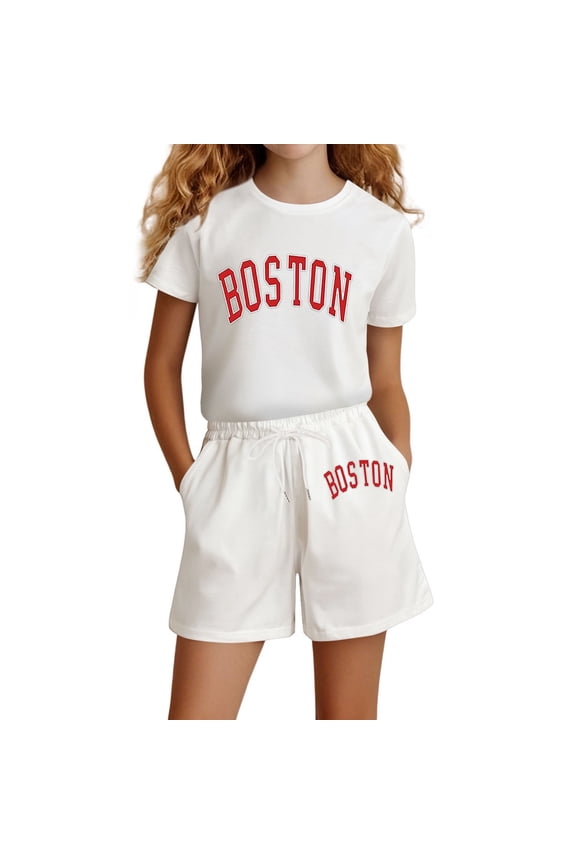 Summer Sets For Girls Fashion Two Piece Girls Outfit Set for Casual Wear and Party Occasions Soft Comfortable Daily Matching Clothes with Sneakers,11-12Years,White