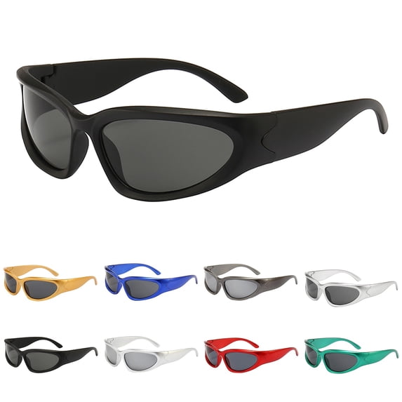 ibiyuan Sunglasses Womens Unisex Vintage Rectangle Wrap Around Sunglasses Mirrored Lens Cycling Sports Glasses For Women Men