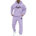 thumbnail image 1 of ibiyuan Sweat Suits Men Long Sleeve Matching Outfits Casual Long Sleeve Hoodie Sweatshirts and Jogger Sweatpants Sweatsuits Set for Men Outfits Sport Suits,Light Purple, 1 of 4