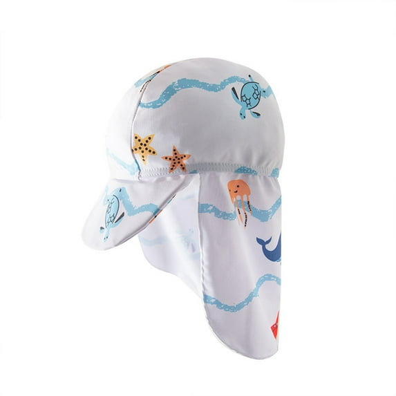 ibiyuan Swim Shirts For Boys Kids' Swimsuit Boys' Swimsuit Long Sleeve White Seaworld With Hat,3-4Years