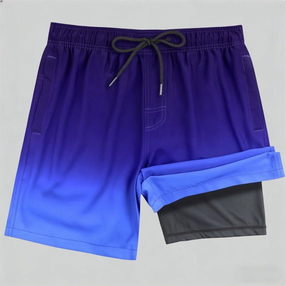 ibiyuan Swim Shorts for Teens Kids with Compression Boxer Liner Quick Dry Bathing Suit for Boy 2 In 1 Cargo Pocket Pool Shorts Color Block Basketball Shorts Stretch Built-In Swim Underwear