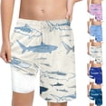 thumbnail image 1 of ibiyuan Swim Shorts for Kids with Compression Liner Kids Bathing Suits Drawstring Waist Running Board Shorts Quick-Dry Funny Print Beach Swimwear, 1 of 6
