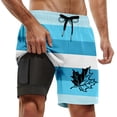 thumbnail image 1 of ibiyuan Swim Trunks Men with Compression Liner Quick Dry Mens Bathing Suits Drawstring Cargo Pocket Pool Shorts Pockets Soft Printed Beach Swimwear,B-Sky Blue, 1 of 4