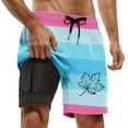 thumbnail image 1 of ibiyuan Swim Trunks Men with Mesh Lining Quickdry Bathing Suit 2 In 1 Cargo Pocket Pool Shorts with Pockets Stretch Hawaiian Print Beach Swimsuit Swimwear,2-Hot Pink, 1 of 4