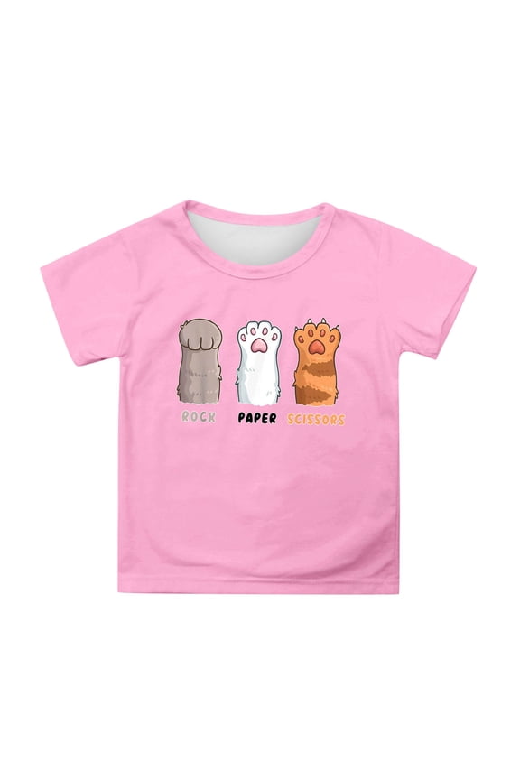 T Shirts for Girls Casual Short Sleeve Girl Tops Size 6 Shirts Girls Round Neck Funny Graphic Basic Tees Loose Fit Vacation Summer Tee Top,6-7 Years