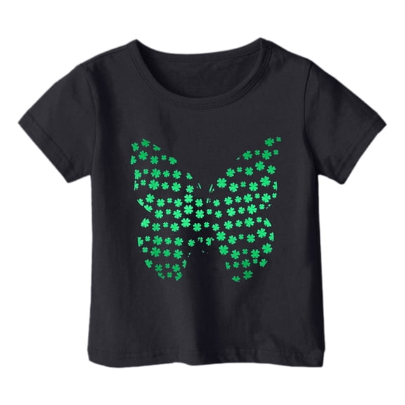 ibiyuan T Shirts for Girls Little Girl Shirts Saint Patricks Day Heart Shamrock Short Sleeve Green Crewneck Irish Saint Tee Girls Clothes,8-9 Years
