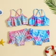 thumbnail image 1 of ibiyuan Girls Period Swimwear 2 Piece with Drawstring Bathing Suits for Girls Lightweight Allover Printed Girls Swimwear Tankini Ruched Ruched Side Bikini Top Girls Swimwear, 1 of 9