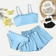 thumbnail image 1 of ibiyuan Teen Girls Period Swimwear 3pcs Bathing Suits with Chest Pad Colorful Contrast Bikini Set Quick Dry Ruched Side Tankini for Girls Swimwear with Cover Up Pants, 1 of 7