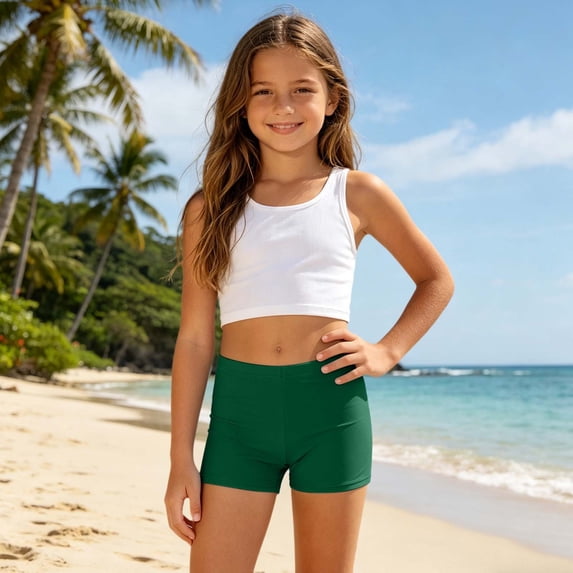 ibiyuan Girls Period Swimwear Two Pieces Spaghetti Strap Bathing Suit for Girls Soft Contrast Tankini Sets Ruffle Ruched Cut Out Girls Bikini Swimwear with Cover Up Skirt