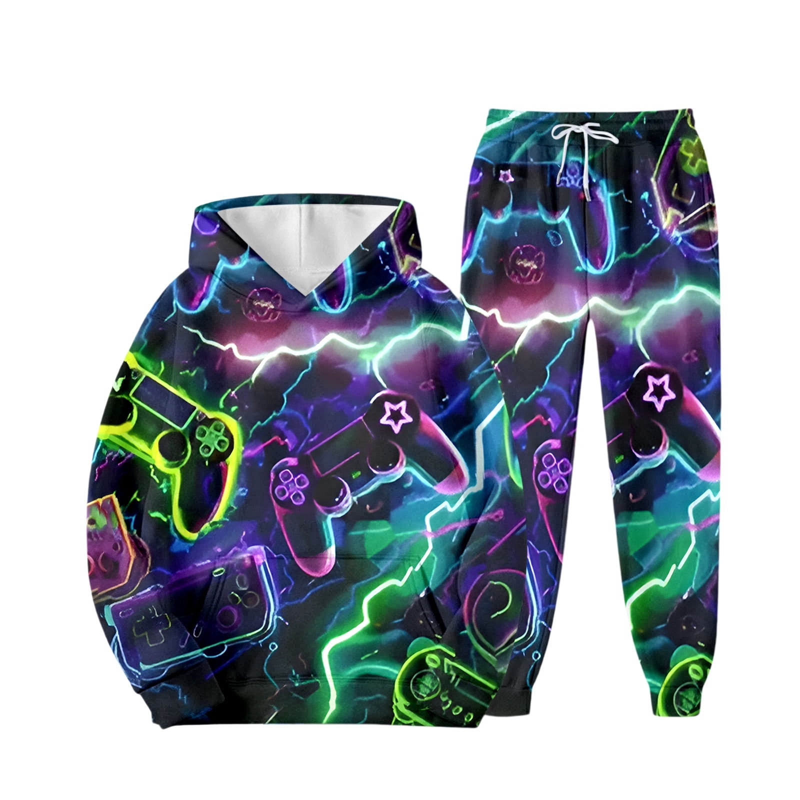 ibiyuan Tracksuit Sweatpants Hoodie Set 3D Graphic Warm Up Suit