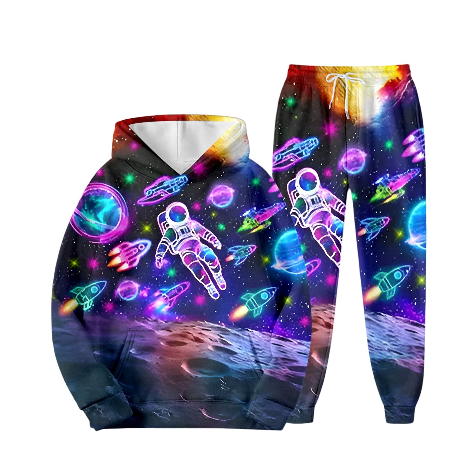 ibiyuan Tracksuit Sweatpants Hoodie Set 3D Graphic Warm Up Suit