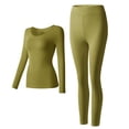 thumbnail image 1 of ibiyuan Thermal Underwear for Women Lined Long Johns Base Layer Thermals Top and Bottom Set Cold Weather,Green, 1 of 6
