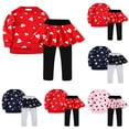 thumbnail image 1 of ibiyuan Toddler Baby Girl Fall Clothes Outfits Toddler Little Girls Valentine's Day 2 Piece Outfit, Heart Print Sweatshirt Top Long Pantskirt Casual Playwear School Clothes, 1 of 4