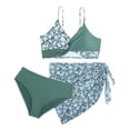 thumbnail image 1 of ibiyuan Toddler Bathing Suit Girl ,3 Piece Bathing Suit for Girls Adjustable Straps Tankini Set Ruffle Bikini Sets for Girls Drawstring Bottoms Tropical Printed Swimwear with Cover Up,10-11 Y, 1 of 7