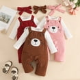 thumbnail image 1 of ibiyuan Toddler Clothes for Girls 4t Fall Outfits Fall Winter Cute Outfit, Bear Print Corduroy Overalls with Long Sleeve Base Top School Kids Clothes, 1 of 9