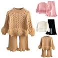 thumbnail image 1 of ibiyuan Toddler Clothes for Girls Fall Outfits Toddler Kids Winter Soft Knit Sweater Long Sleeve Top Pants 2 Piece Warm Casual Formal Girls Outfit Set Back To School Clothes, 1 of 6