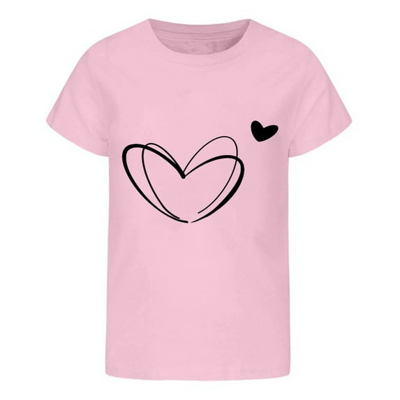 ibiyuan Toddler Girl Shirts 3t Funny Short Sleeve Girls T Shirts Size 7 Graphic Hearts Girl Tops Size 10-12 Round Neck Basic Tee Soft Summer Outfit,8-9 Years