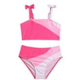 thumbnail image 1 of ibiyuan Toddler Girl's Cute Swimsuits Bow 2 Piece with Drawstring Teen Bathing Suit Sparkly Allover Printed Tankini Modest Ruched Cutout Bikini Sets for Girls 10-12 Girls Swimwear with Cover Up Skirt, 1 of 6