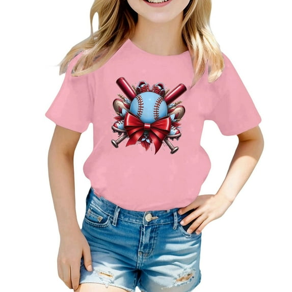 ibiyuan Toddler Girls Shirts Short Sleeve Shirts Tshirt for Girls Graphic Hearts Toddler Girl Tops 4t Crewneck Basic Tee Super Soft Girl Summer Clothes,4-5 Years