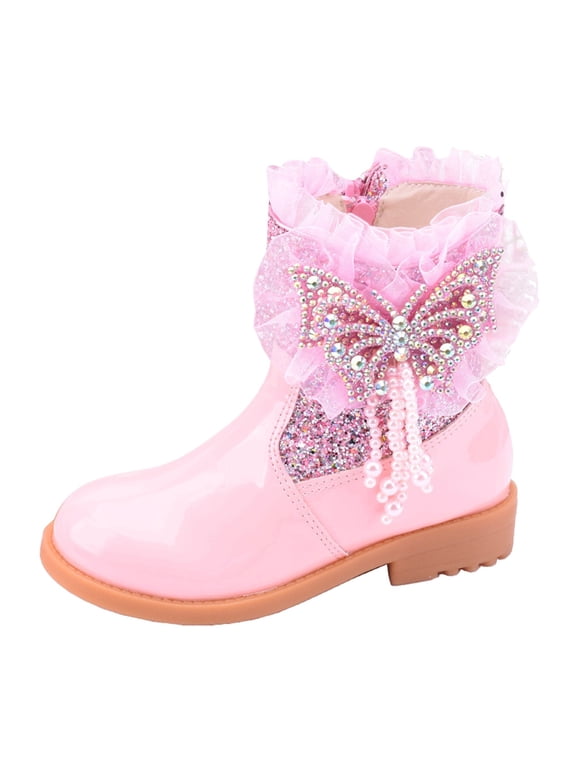 Toddler Girls Short Boots, Adorable Little Kids Ankle Booties with Comfortable Soft Sole, Casual Everyday Shoes for Walking, Play, School and Outdoor Activities