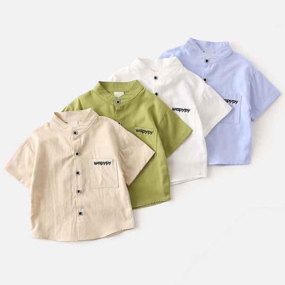 ibiyuan Toddler Polo Shirts Boys 5T Button Down Shirt Floral Print Short Sleeve Pocket Shirts Comfortable Trendy Tops Summer Boy Shirt With Pocket,8-9 Years