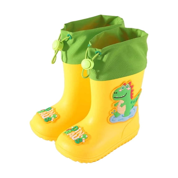 ibiyuan Toddler Rain Boots Waterproof Boot Light Up Durable Cartoon Rubber Boots for Boys Girls with Adjustable Drawstring Non- Sole Shoes Outdoor Unisex-Child Mud Boots with Easy-On,2.5-3 Years