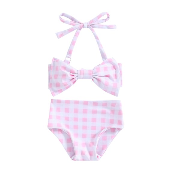ibiyuan Toddler Swimsuit Girl Frozen ,2 Piece Adjustable Straps Bathing Suit Rash Guard Girls' Swimwear Tankini Tie-Straps Tropical Printed Modest Swimwear,2Y