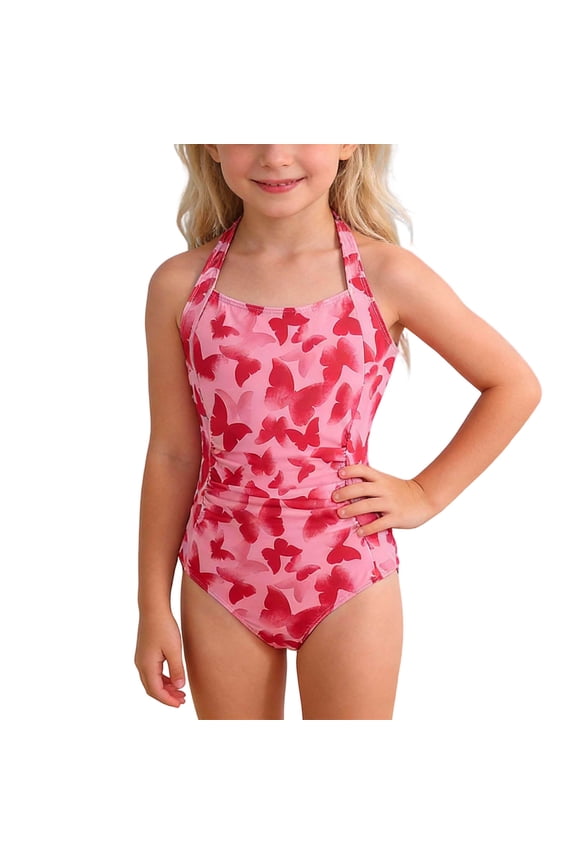 Girls Swimsuits Size 14-16 One Piece Bikini Cute Pattern Print Teen Bathing Suit Adjustable Strap Tankini Set Swim Tank Top Ruffle Skirted Teen Swimwear