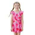 thumbnail image 1 of ibiyuan Toddler Swimsuit Girl One Piece Princess Bikini Set Tropical Printed Bathing Suit Adjustable Strap Girls' Swimwear Tankini Swim Tank Top Ruffle Skirted Swimwear,Hot Pink-e, 1 of 9