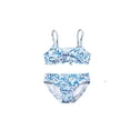 thumbnail image 1 of ibiyuan Toddler Swimsuit Girl Two Piece Adjustable Straps Bathing Suits Cut Out Tankini with Shorts Swim Shorts Tropical Printed Swimwear with Cover Up Pants,4-5 Years, 1 of 6
