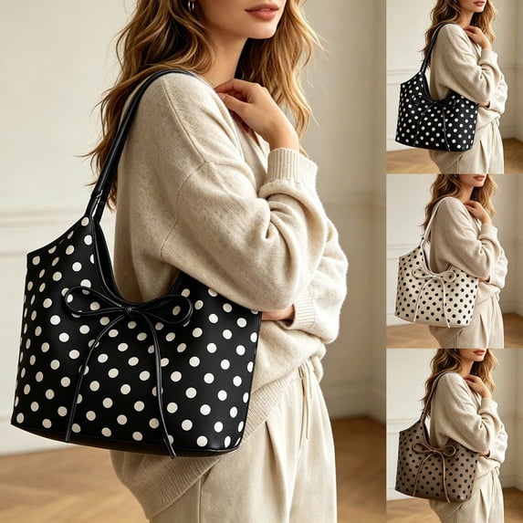 ibiyuan Tote Bags For School Polka Dot Casual Everyday Shoulder Tote Bag for Women, Comfortable Handbag for Office Work Daily Commute Gifts