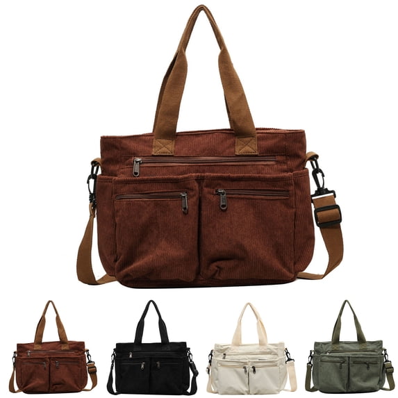 ibiyuan Tote Bags For Women Large Capacity Zipper Pocket Corduroy Convertible Crossbody Tote Bag for Women, Solid Color Daily Handbag Birthday Gifts