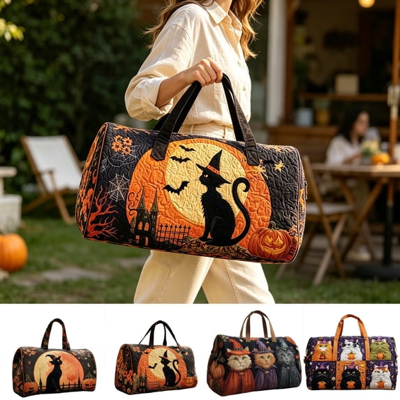 ibiyuan Tote Bags For Women Zipper Pocket Quilted Halloween Pattern Shoulder Tote Bag for Women, Stylish Travel Daily Casual Crossbody Purse Big Sister Gift