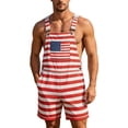 thumbnail image 1 of ibiyuan Unisex Printed Overalls Patriotic Shorts Fourth Of July Romper Patriotic Independence Day Jumpsuit Summer Trendy Coveralls Adjustable Strap with Pockets, 1 of 4