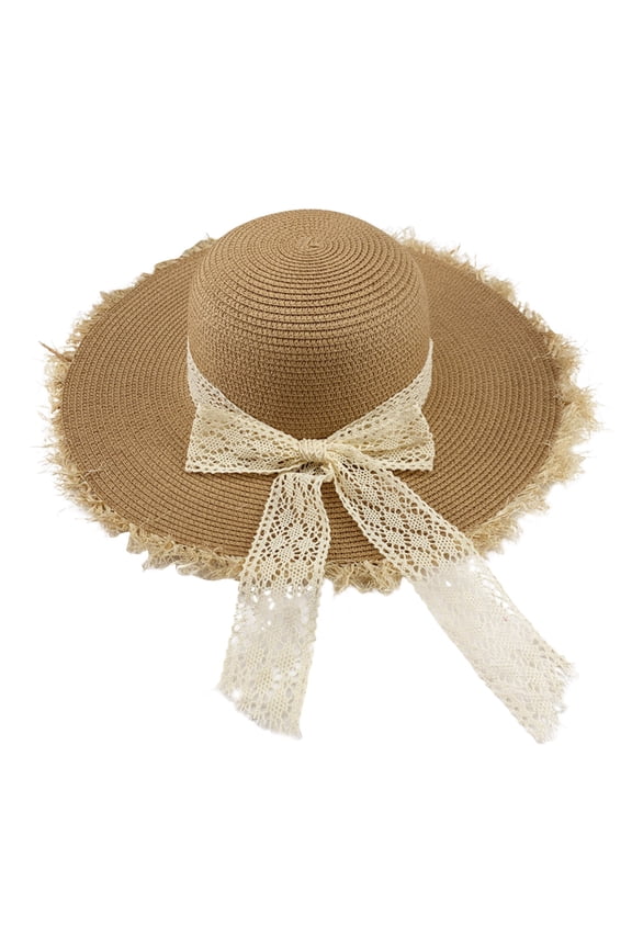 Visor Hats For Women,Versatile Brimmed Straw Hat For Women Summer Lace Outing Sun Hat Small Fresh Bow Shading Beach Hat