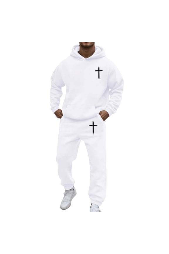 Walking Suits Long Sleeve Matching Outfits Casual Long Sleeve Hoodies Sweatshirt and Sweatpants Set Track Suits,White