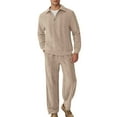 thumbnail image 1 of ibiyuan Walking Suits for Men Long Sleeve Slim Fit Matching Outfits Casual Sweatsuit Long Sleeve Hoodies and Sweatpant Set Track Suits,Beige, 1 of 9