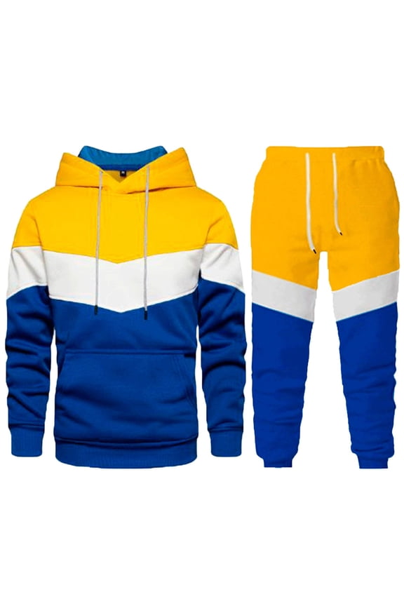 Walking Suits for Men Matching Outfits Casual Sweatsuit Long Sleeve Hoodies and Sweatpant Set Track Suits,Yellow