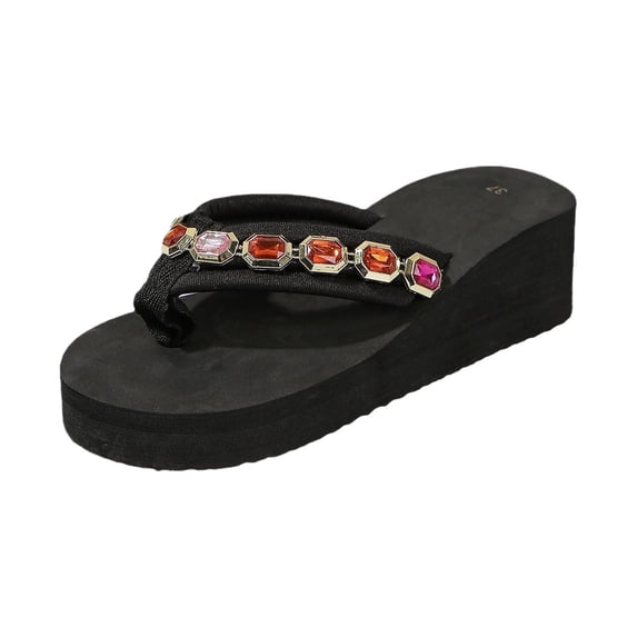 ibiyuan Wedge Flip Flops for Women Thong Sandals for Women Wide Non- Tpr Sole Memory Foam Slippers for Women Quick Dry Orthofeet Shoes for Women for Summer Beach Walking