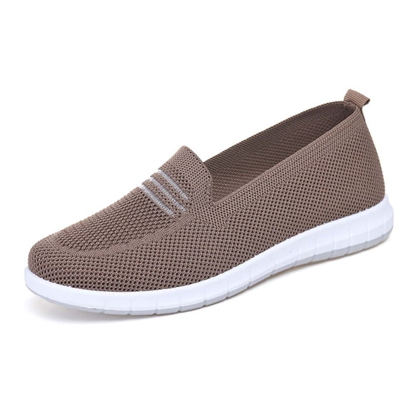 ibiyuan Wide Toe Box Sneakers Women Arch Support Wide Walking Shoes for Women Knit Upper Embroidery Non- Sole Womens Sneakers Classic Hands-Free Mary Jane Shoes Pull-On Shoes