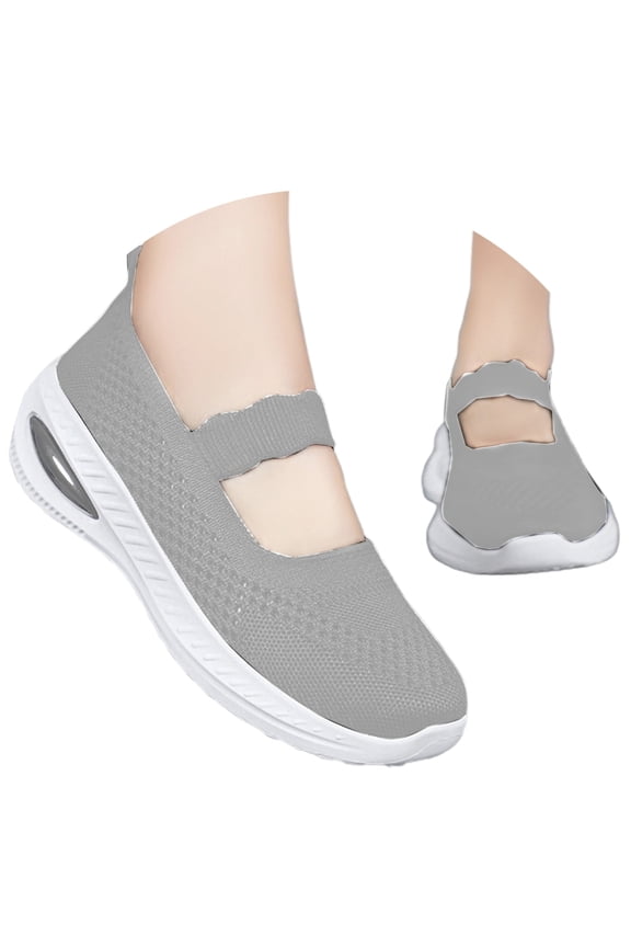 Wide Toe Box Sneakers Women Knit Upper Embroidery Walking Shoes for Women Adjustable Upper Platform Non- White Sneakers for Women Comfortable Hands Free Platform Mary Janes Foam Shoes