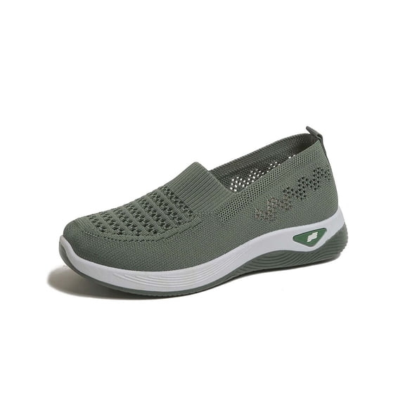 ibiyuan Wide Walking Shoes for Women Closures Arch Support Walking Shoes Women Mesh Knitted Woven Platform Non- Women Sneakers Casual Hands-Free Mary Jane Flats Women Foam Shoes