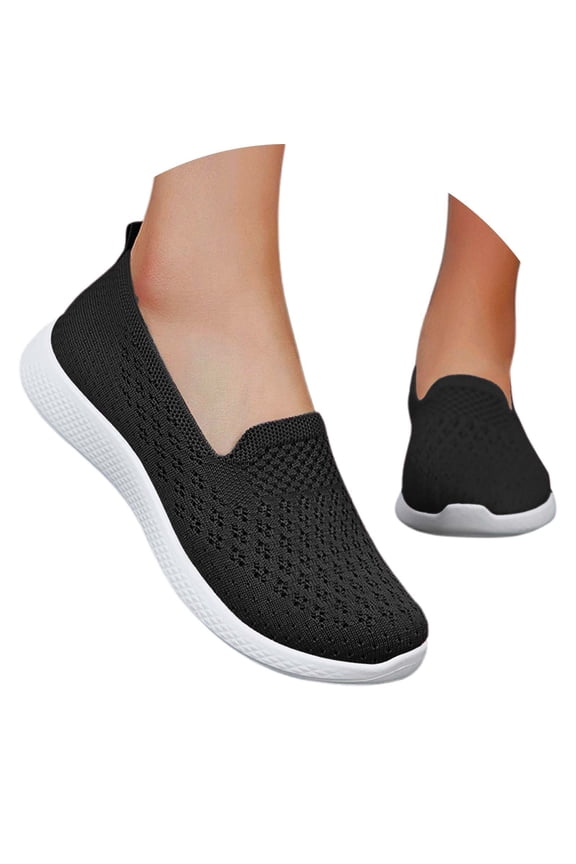 Wide Walking Shoes for Women Mesh Knitted Woven Walking Shoes for Women Adjustable Upper Walking Anti-Skid Women's Fashion Sneakers Breathable Hands-Free Mary Jane Flats Workout Gym Shoes