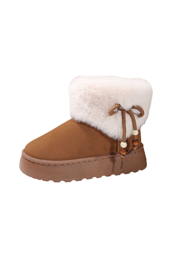 Winter Shoes For Women Women's Snow Boots Fashionable Thickened Warm Winter Boots With Bow Pendant For Comfort And Style,Brown