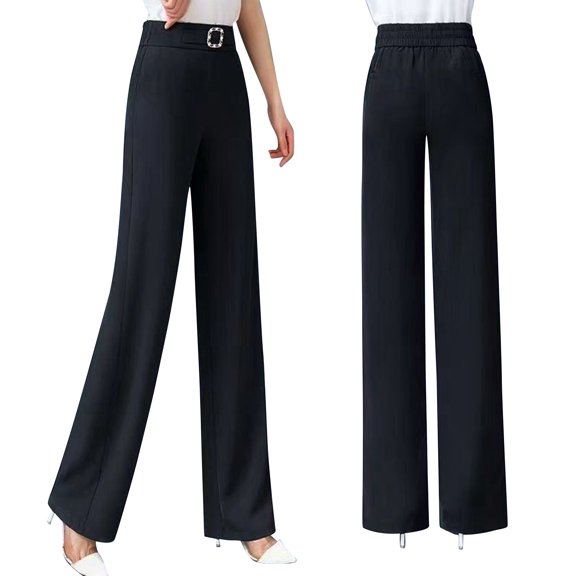 ibiyuan Womans Dress Pants Drape High Rise Pull-On Stretch Pants Breathable for Senior Women Stretchy Work Trousers