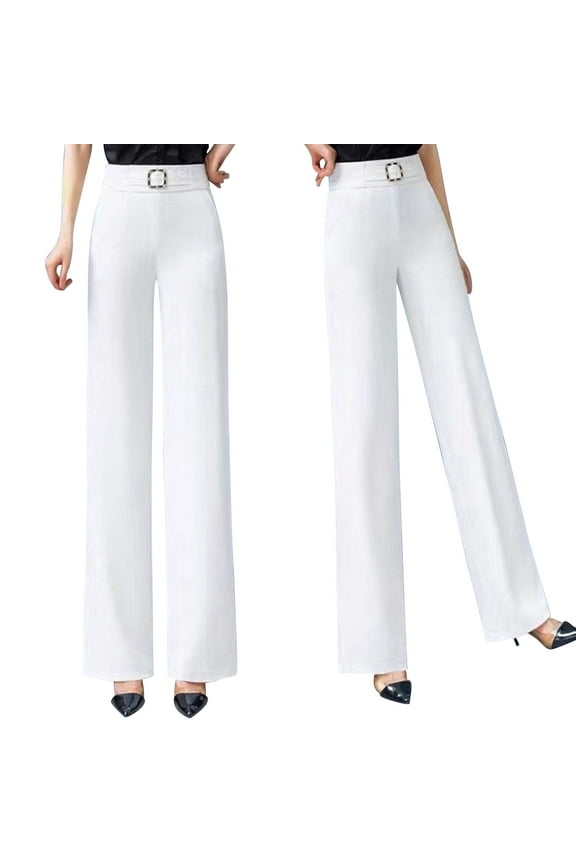 Womans Dress Pants Drape High Rise Pull-On Stretch Pants Breathable for Senior Women Stretchy Work Trousers