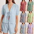 thumbnail image 1 of ibiyuan Women 2 Piece Outfits Sets Women's Fashion Striped Shorts Set Casual Summer Outfit with Elastic and Drawstring Waist Stylish Comfortable Two Piece, 1 of 6