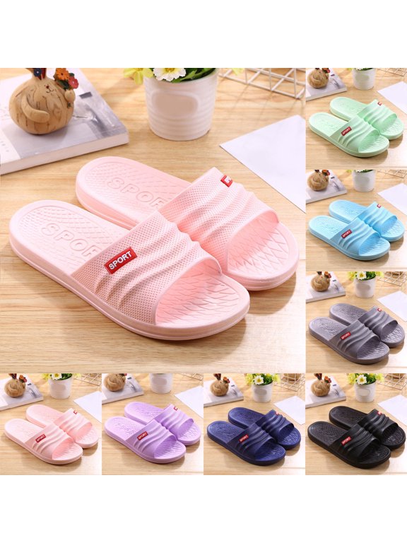 Women House Slippers Ladies Couples Open Toe Platform Slippers Non Casual Sandals For Summer Home Bathroom Wear